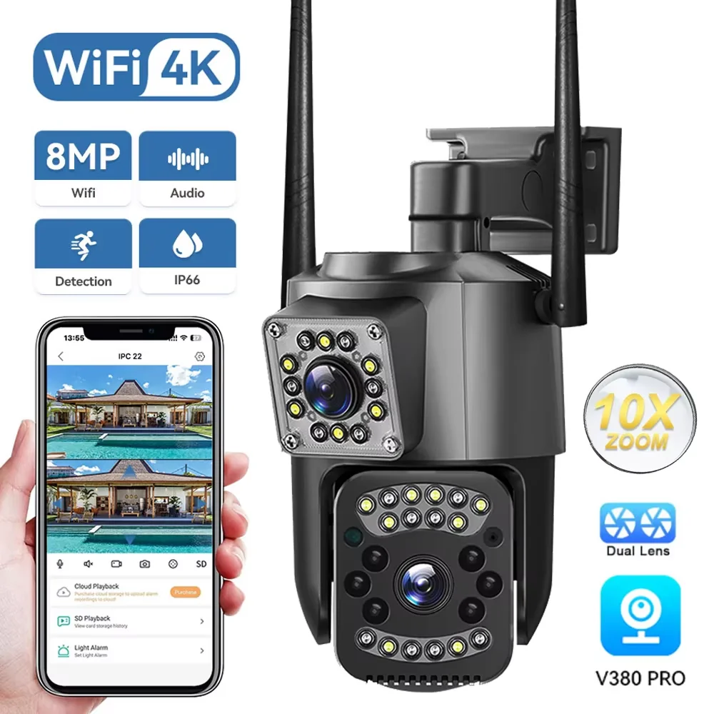 V380 Pro CCTV حماية أمنية 4K 8MP عدسة مزدوجة واي فاي كاميرا IP للرؤية الليلية Ai كشف الإنسان PTZ فيديو خارجي كامارا لاسلكية #1