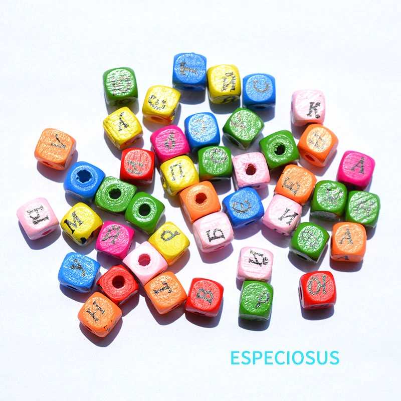 DIY Jewelry Accessories Multi Color Painted Wood Letter beads 10MM Russian alphabet Squre Spacer Children handcraft Departments