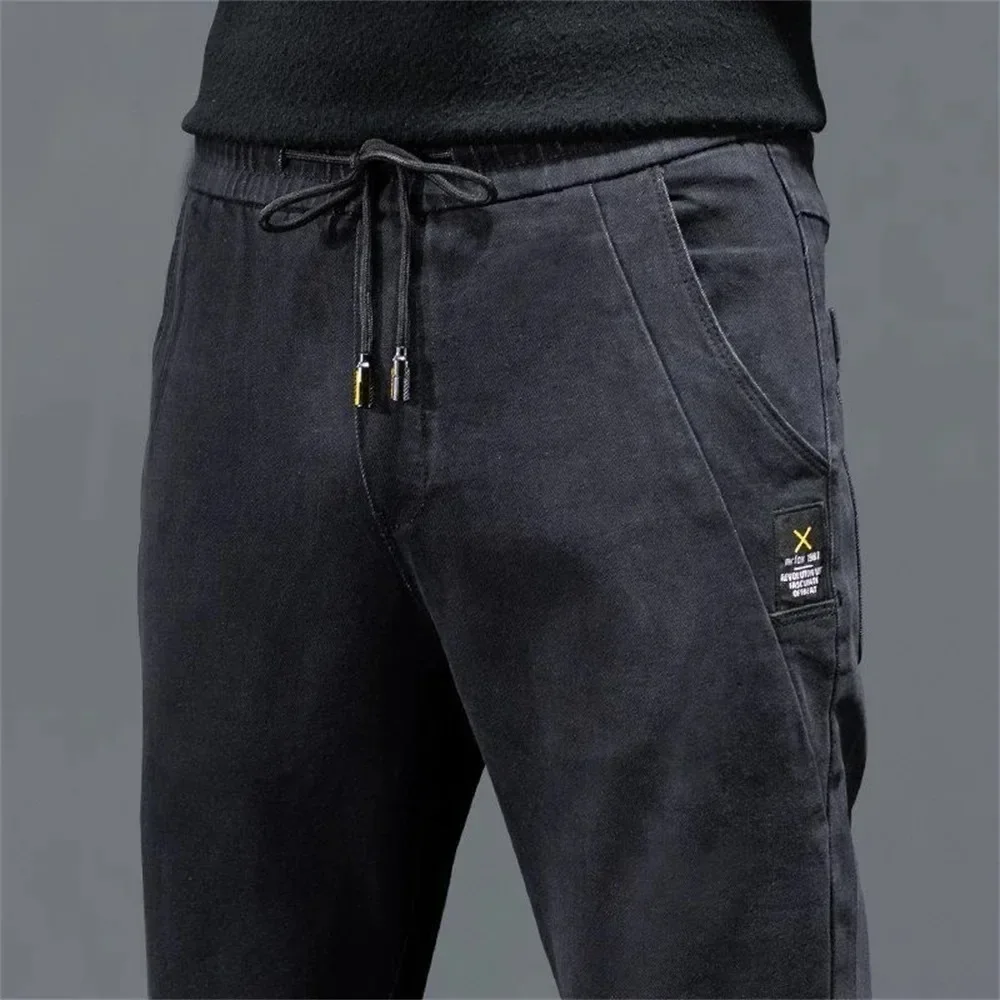 Fashion New Hip Hop Jeans Pants Men Loose Joggers Denim Casual Sweatpants Korea Ankle Length Trousers Streetwear Men Clothing