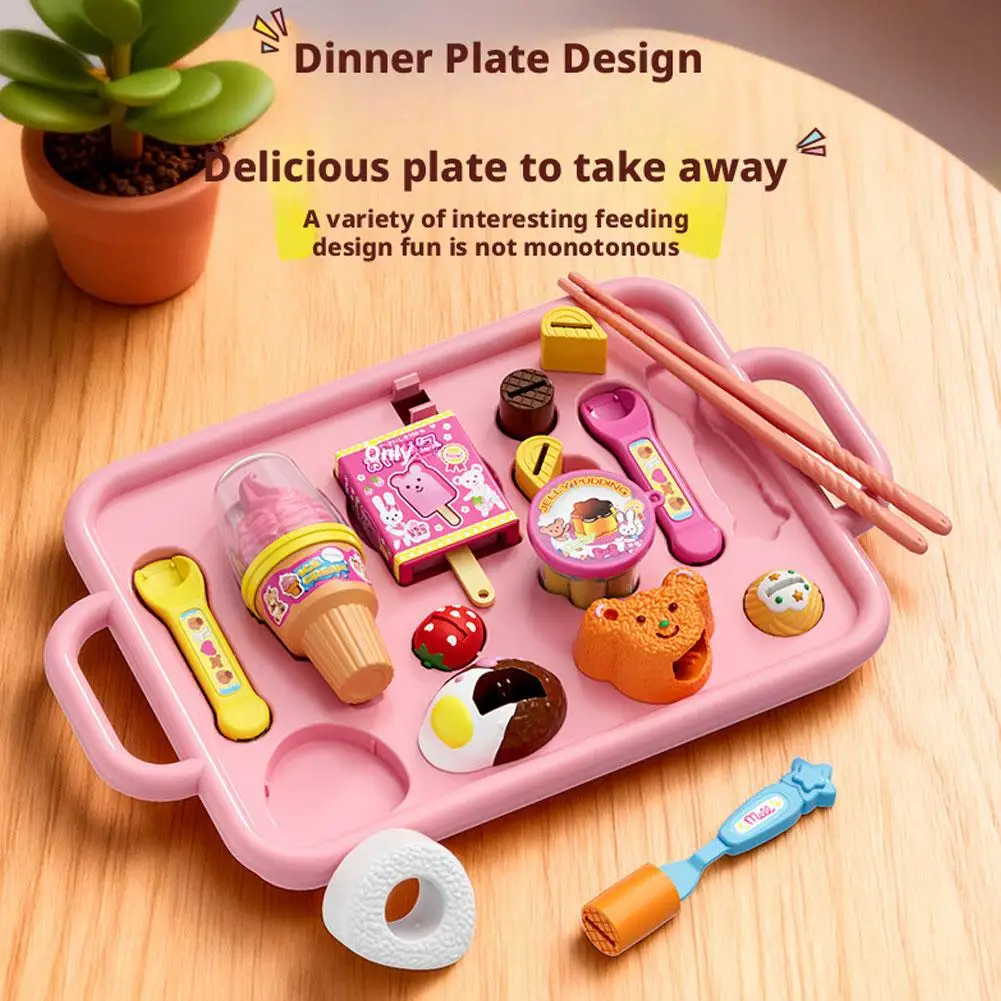 ของเล่นอาหารใหม่ ชุดของเล่นป้อนอาหารหมีน้อย จานอาหารเบนโตะ บทบาทสมมติ ของเล่นเสริมพัฒนาการเด็กเล็ก ของเล่นบทบาทสมมติในบ้าน ของขวัญสำหรับเด็ก
