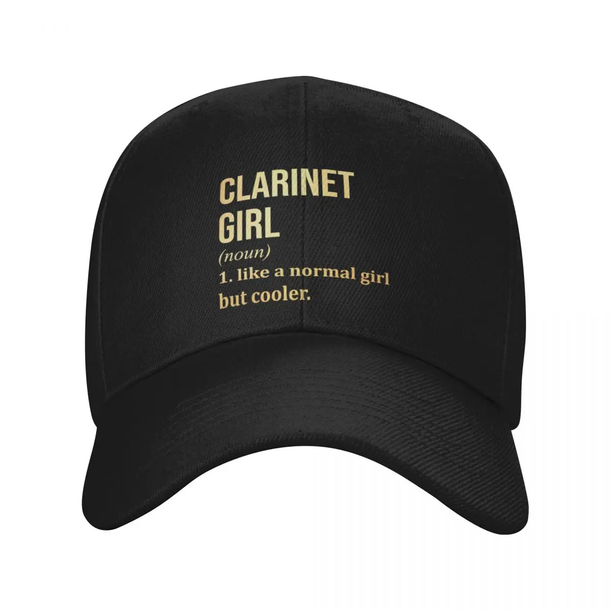 

Clarinet Girl Definition Clarinet in Gold Baseball Cap Sunscreen Rave fashionable Cosplay Mens Hats Women's