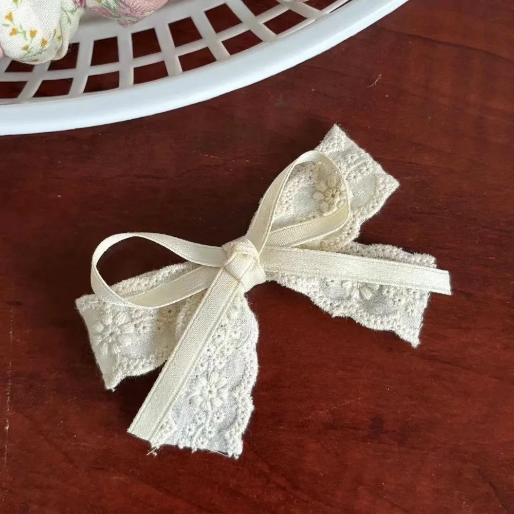 Fresh Lace Bow Hair Clip Duckbilled White Kid Hairpins Small Headwear Clip Girl