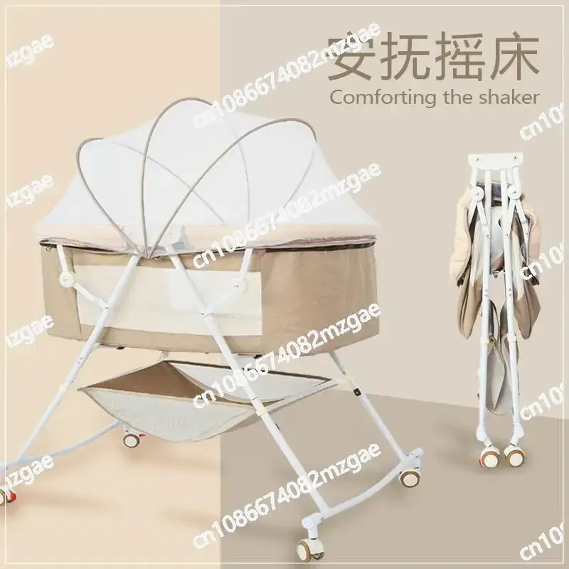 Crib Foldable Bassinet Portable Multi-purpose Baby Comfort Bb Bed with Mosquito Net Baby Shaker