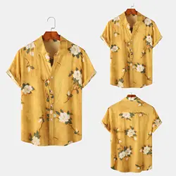 Summer Floral 3d Print Short Sleeve Shirt Men's Loose Hawaiian Style Shirt Casual Button Down Beach Holiday Single Breasted Top