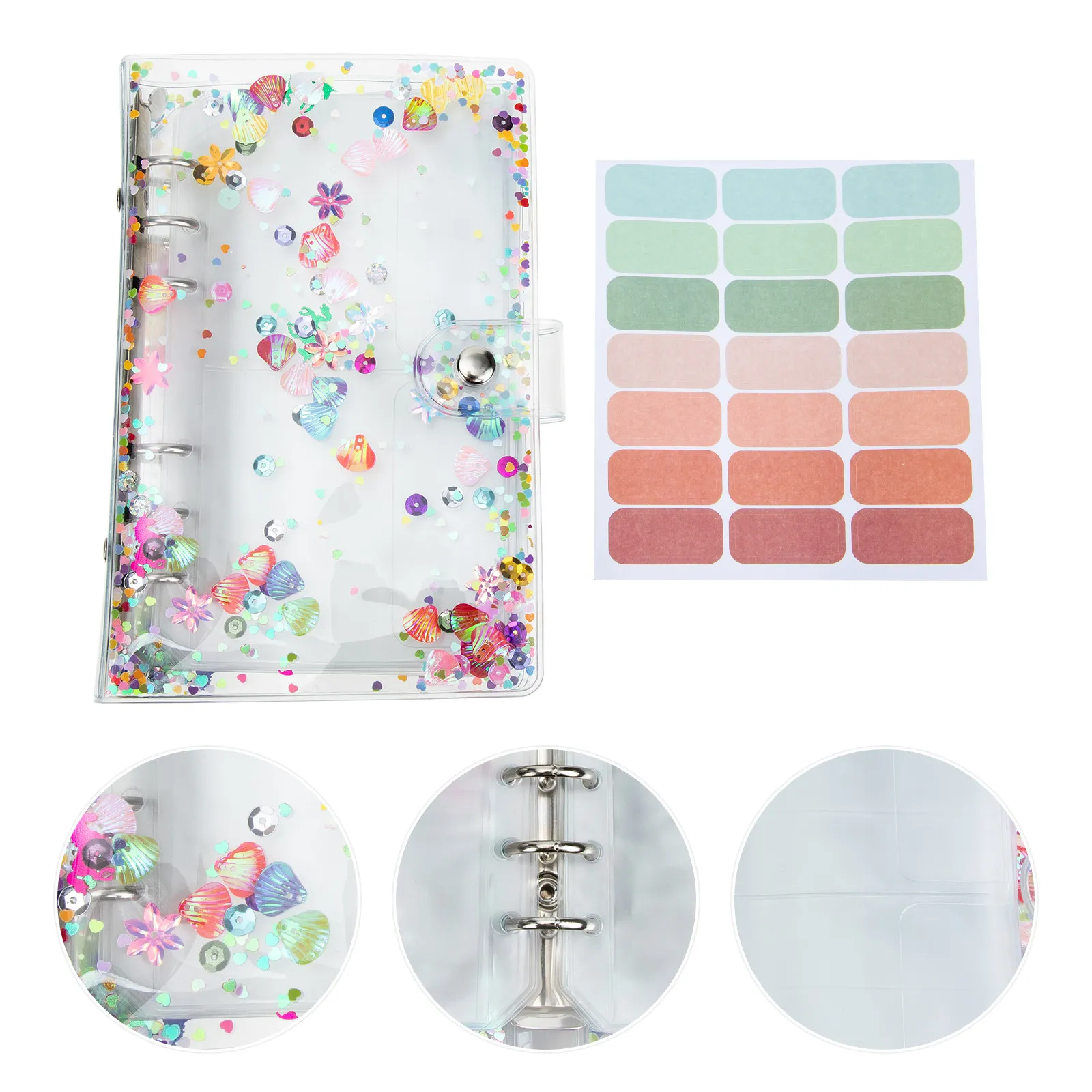 1Set Elegant Budget Binder Book Featuring Stylish Color Convenient Buckle Closure Pen Loops Transparent Money Organizer Portable