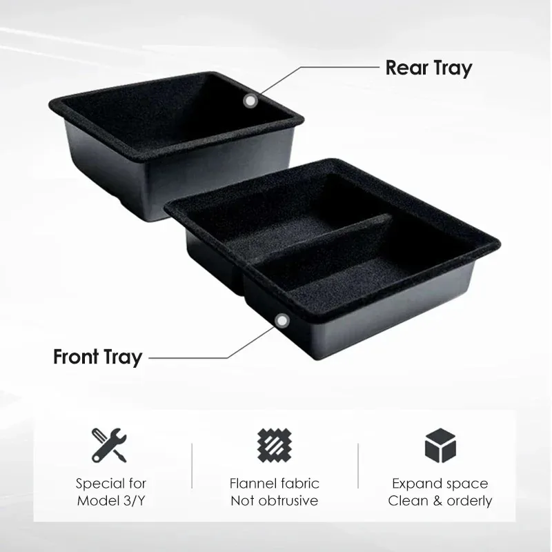 

For Tesla Model 3/Y/3 Highland Model Y Juniper 2025+ Central Control Storage Box Organizer Tray Armrest Cubby Drawer Accessories