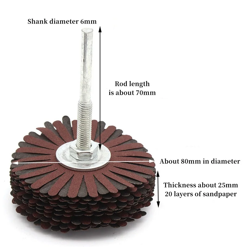 80~400 Grit Sanding Flap Disc 6mm Shank Abrasive Tool For Rotary Power Tools Rust Removal Sandpaper Grinding Wheel Head