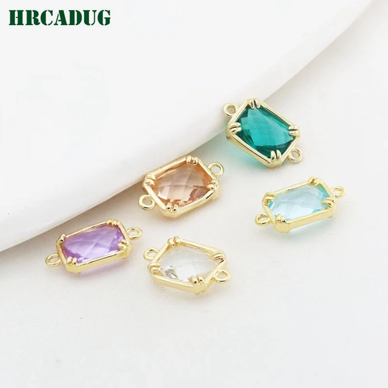 

14K Gold Plated Inlay Glass Spacer Beads Necklace Pendant Connector Bead Separator For Bracelet DIY Jewelry Making Accessories