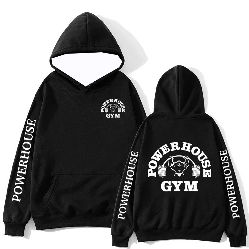 Powerhouse Gym Logo Sudadera con capucha de moda Harajuku hombres Geek Fitness sudaderas con capucha de manga larga sudadera estética