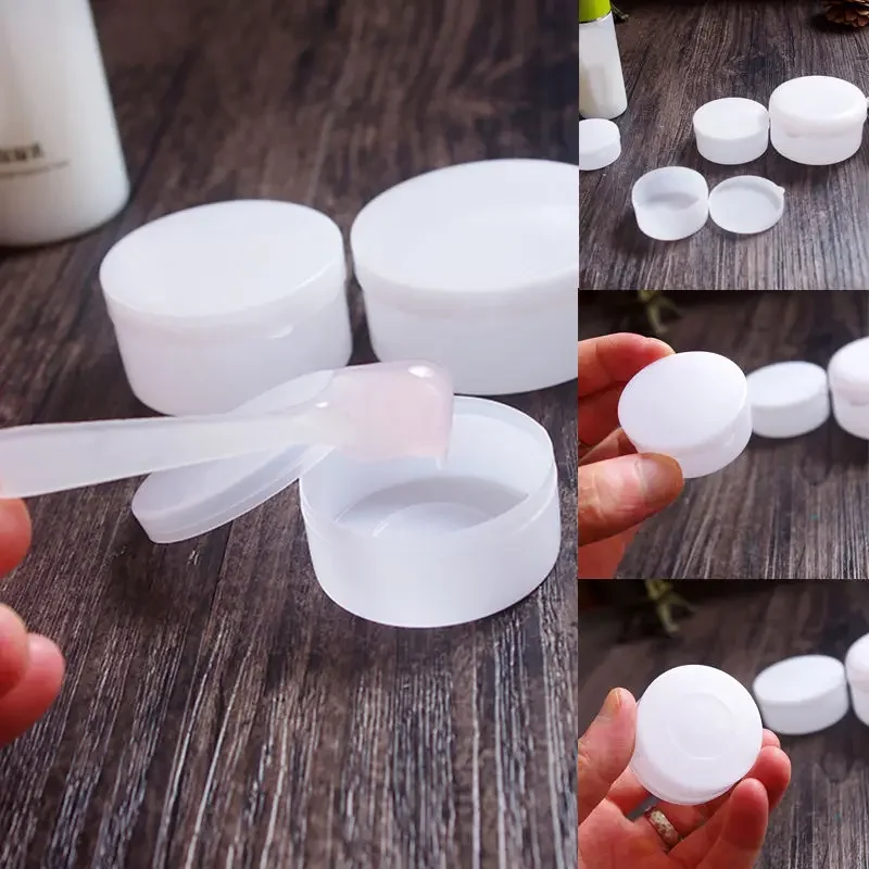 50Pcs 5g/10g/20g/30g/50g/100g White Plastic Cosmetic Sample Jars Pot Empty Face Cream Bottle Lip balm Container Refillable Box