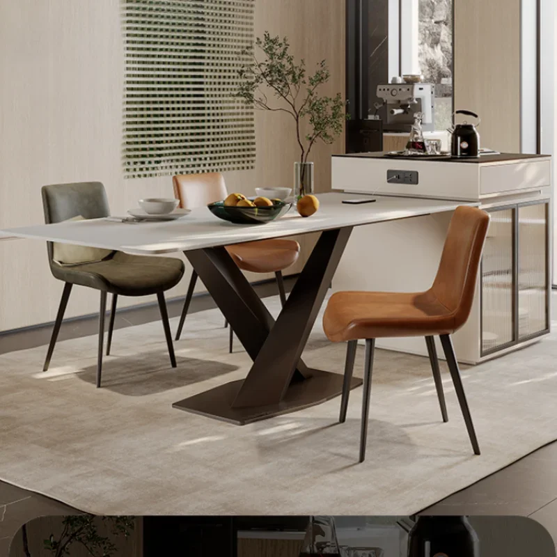 Cream wind island dining table integrated Italian minimalist small multifunctional rice table simple rock plate Home Furniture