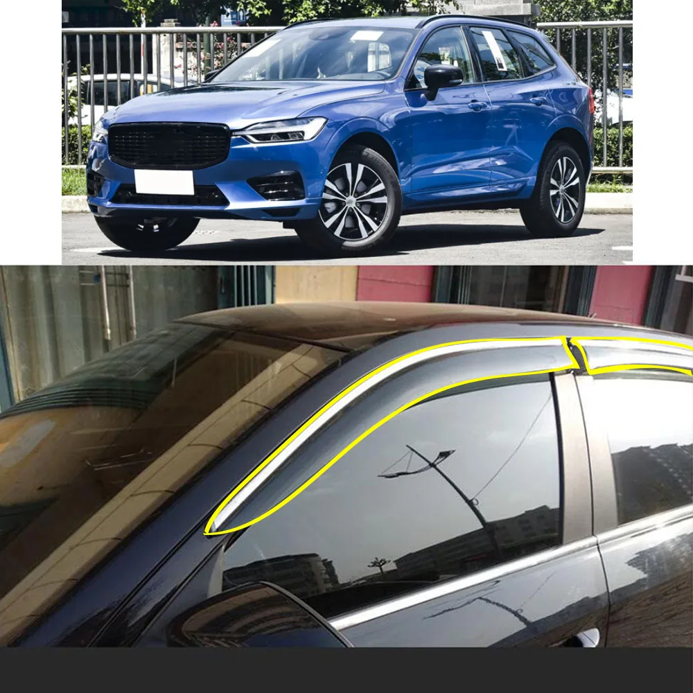 

Car Body Styling Sticker Plastic Window Glass Wind Visor Rain/Sun Guard Vent Parts For VOLVO XC60 2018 2019 2020 2021 2022