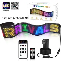 LED Sign Programmable Flexible Scrolling Advertising LED Display 16x192 Dot Panel Bluetooth APP Custom Color Animations Graffiti