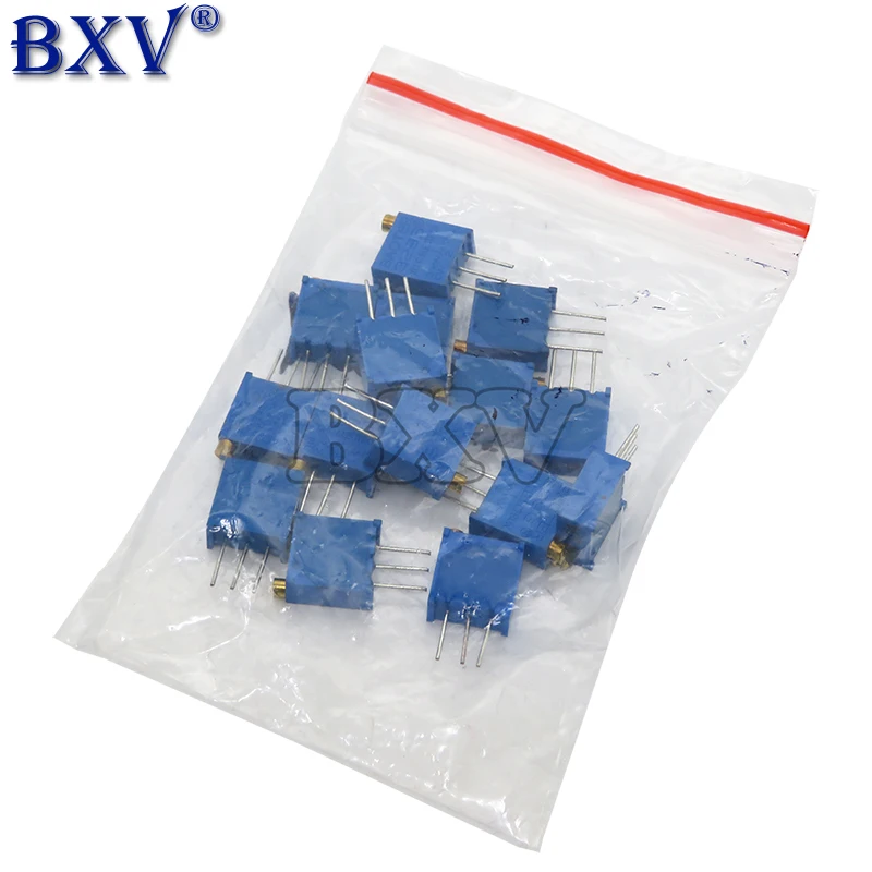 15PCS 3296 3296w 100 Ohm ~ 2M Ohm 0.5w Variable Resistors MultiTurn Trimmer Adjustable Precision 3296w Potentiometer Kit Each 1