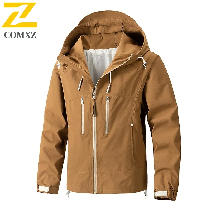 

COMXZ 2025 Мужская уличная водонепроницаемая куртка весна-осень модное легкое удобное ветрозащитное повседневное пальто