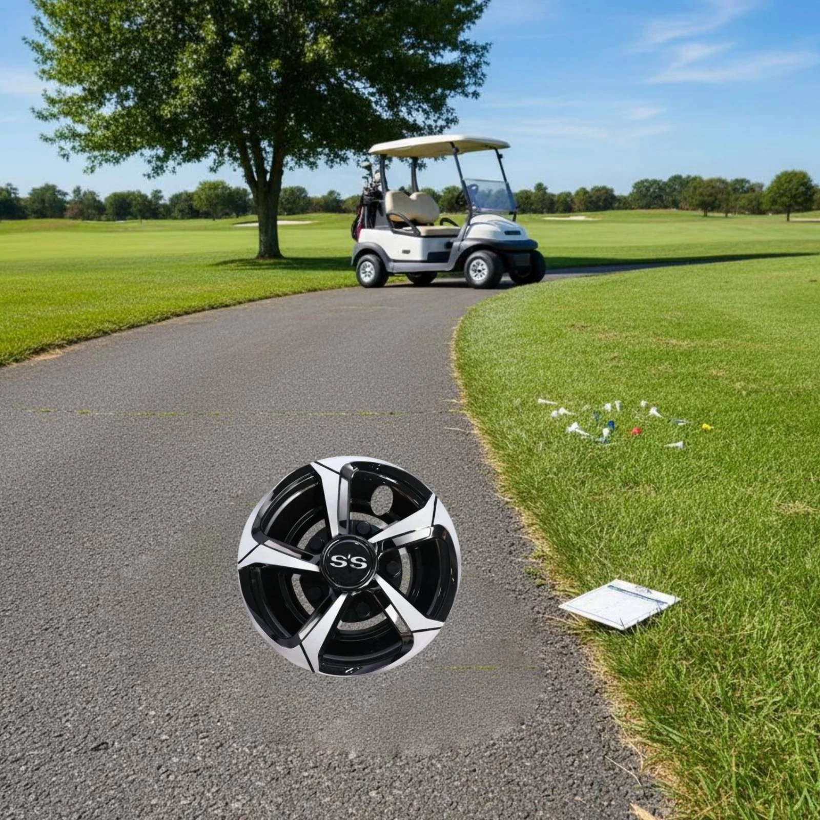 4 Pieces 8 Inch Golf Vehicle Wheel Cover Long-Lasting Universal Golf Vehicle Hub Cap 8 Inch Wheel Cover Easy to Install Vehicle