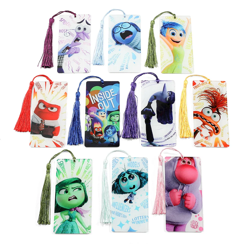 

New Inside Out2 Acrylic Bookmark Mood Team Cartoon Animation Characters with Tassels School Bag Pendant Decoration Gift