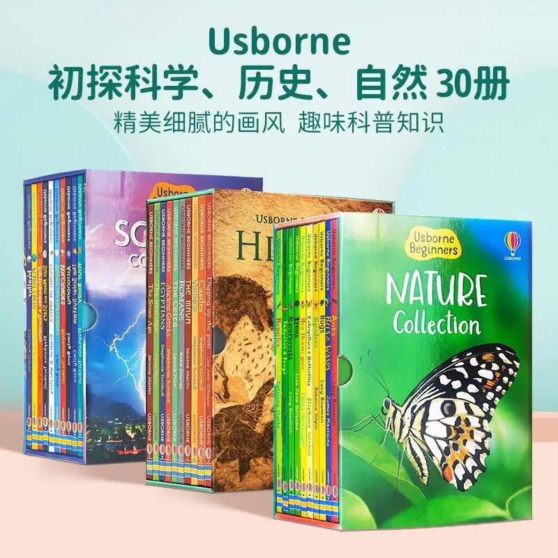 Original Bedtime Reading Science, 30 Volumes de Iniciantes Usborne, Exploração Final da Ciência, Natural, História