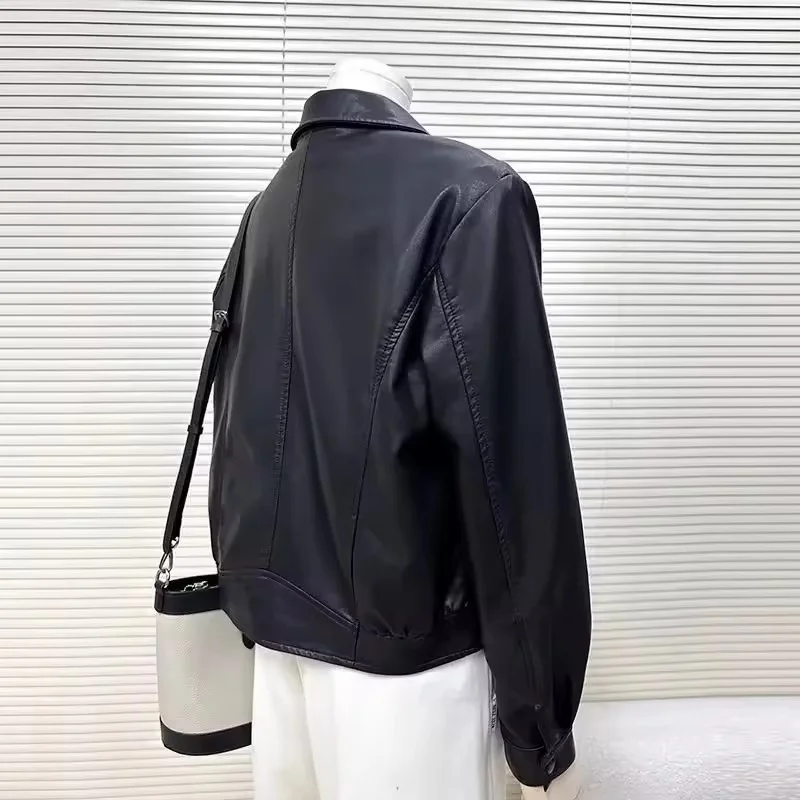 2025 nuove donne giacca di pelle dell'unità di elaborazione delle donne coreano autunno moda breve casual tutto-fiammifero in pelle femminile in pelle allentata signora Outerwea