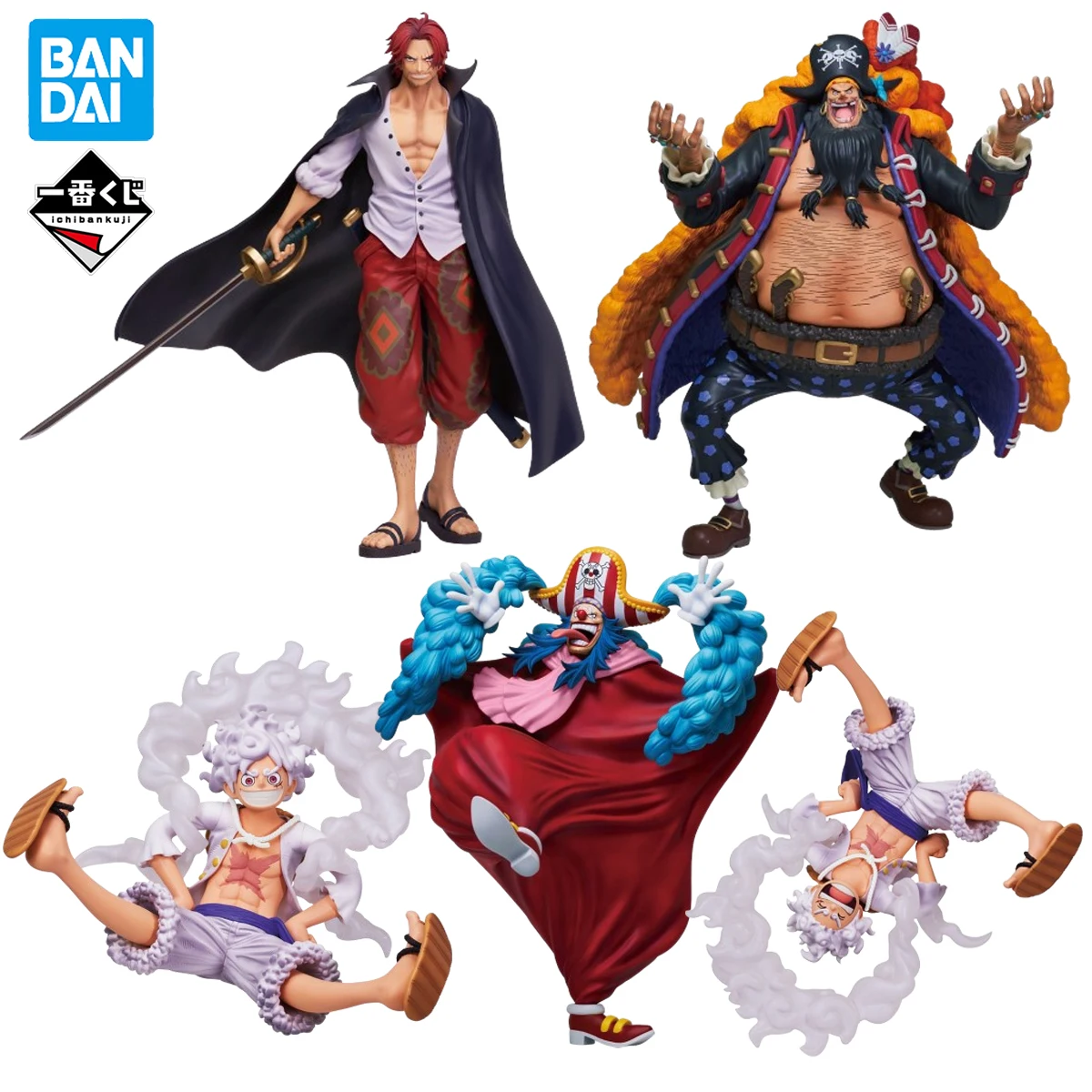 

In Stock Original BANDAI Ichiban Kuji One Piece New Four Emperors Red-Haired Shanks Teach Luffy Buggy Figure Anime Genuine Model