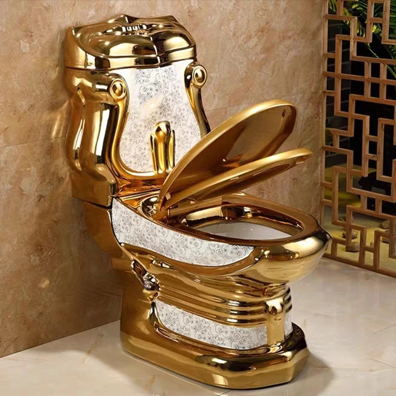 Direct selling price: wash suction Wc ceramic integrated dual color gold toilet for sale