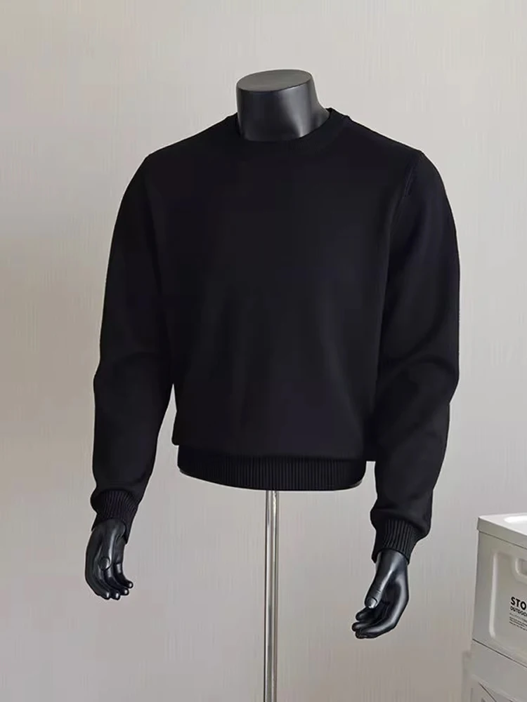 

Мужской вязаный свитер с круглым вырезом, базовый слой, черный, ретро, шерстяной, осенне-зимний, повседневный, удобный, с длинным рукавом