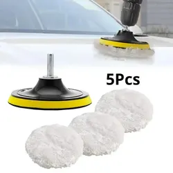 5 Piece Car Polishing Set with 3/4/5 Inch Pads Wax Sponge Disc Wool Wheel - Car Paint Care Accessory Set for Vehicle Maintenance