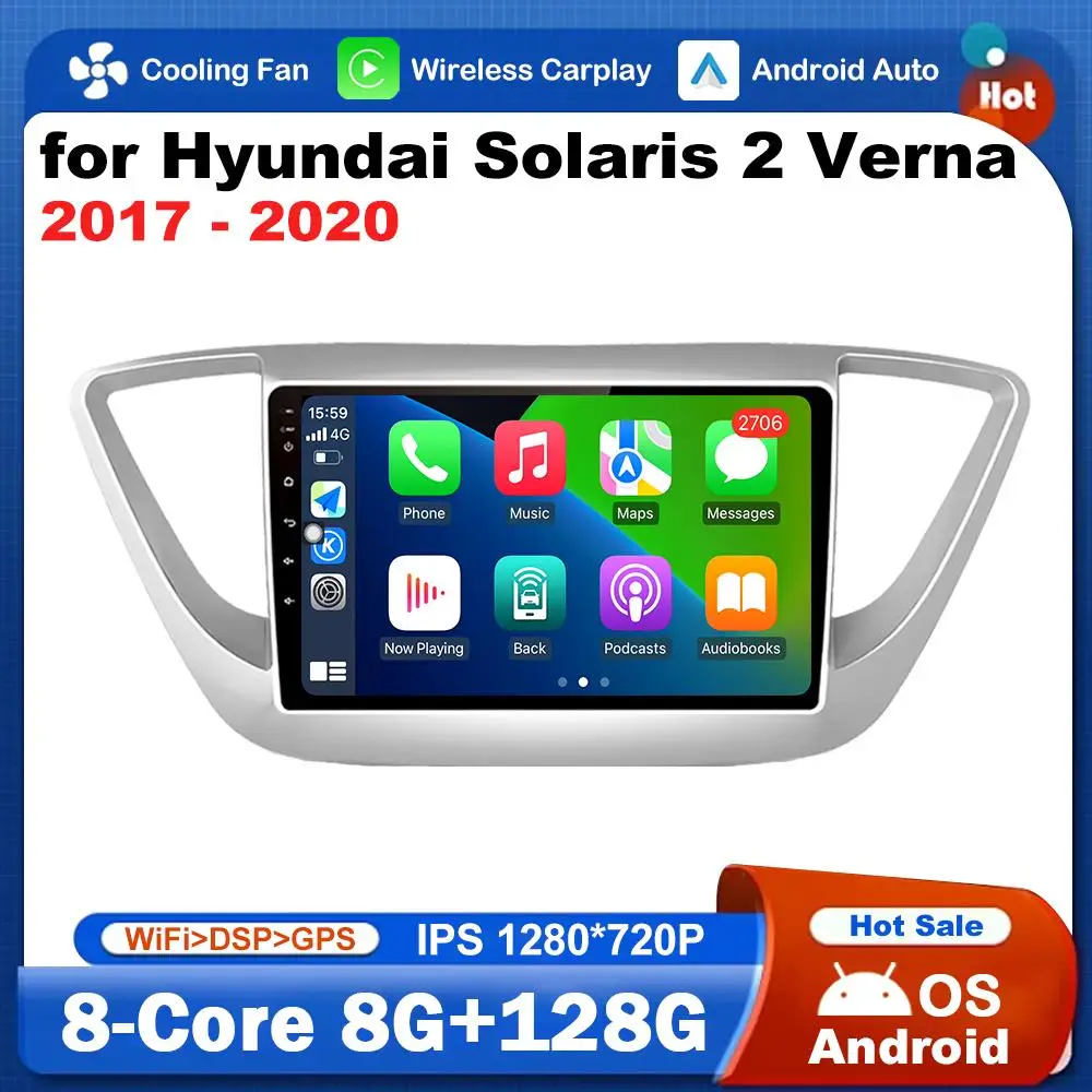 

Split Screen Bluetooth Car Video Multimedia Player for Hyundai Solaris 2 Verna 2017 - 2020 Android System DSP Stereo GPS 4G WiFi