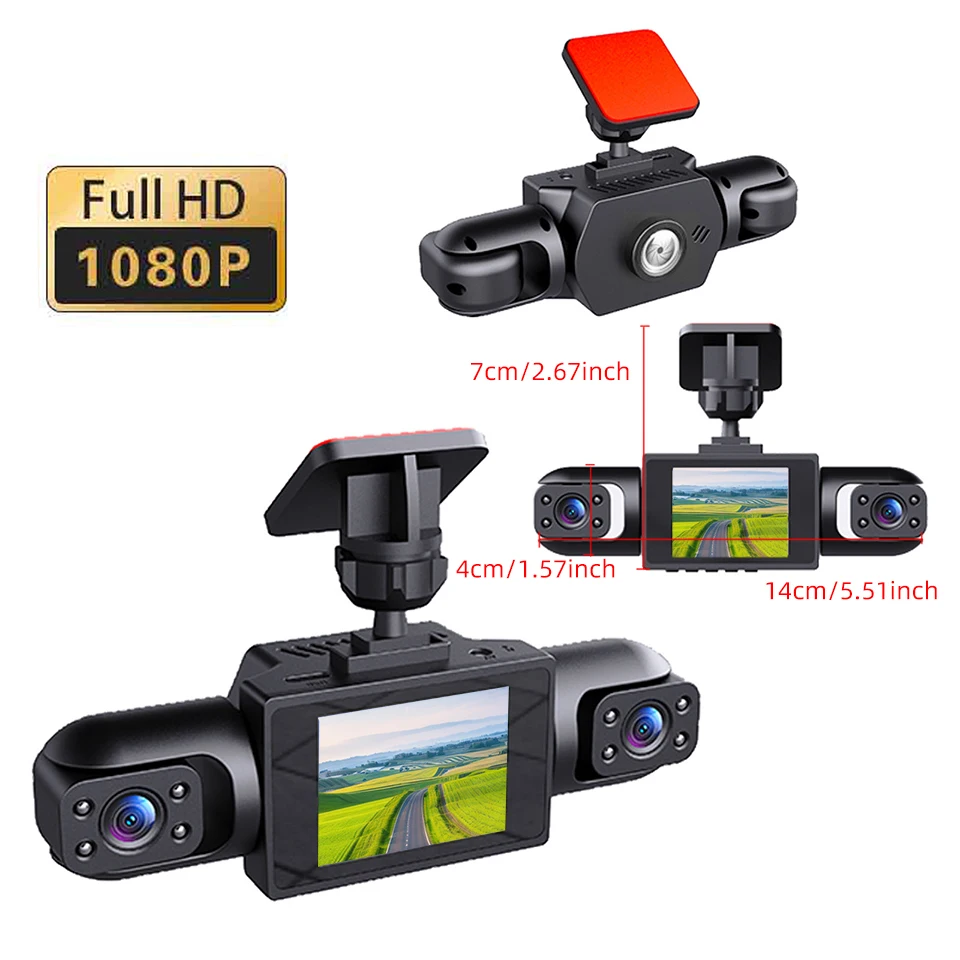 عدسة E-ACE 4 360 °   كاميرا داش للسيارات DVR 1080P 4-قناة كاميرا أمامية مسجل فيديو اختياري كاميرا الرؤية الخلفية الصندوق الأسود