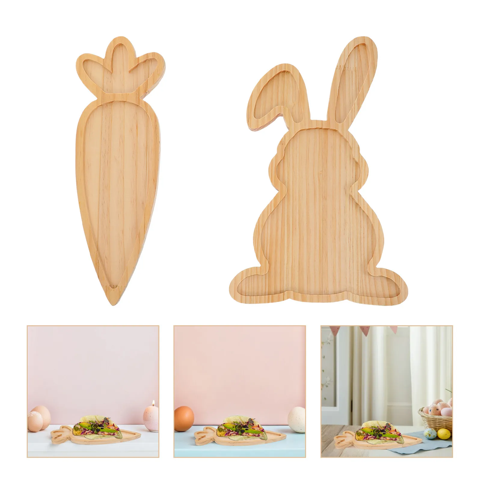 Wooden Bunny & Carrot Charcuterie Board Set – Easter Rabbit Shaped Serving Tray for Cheese, Fruit, Dessert