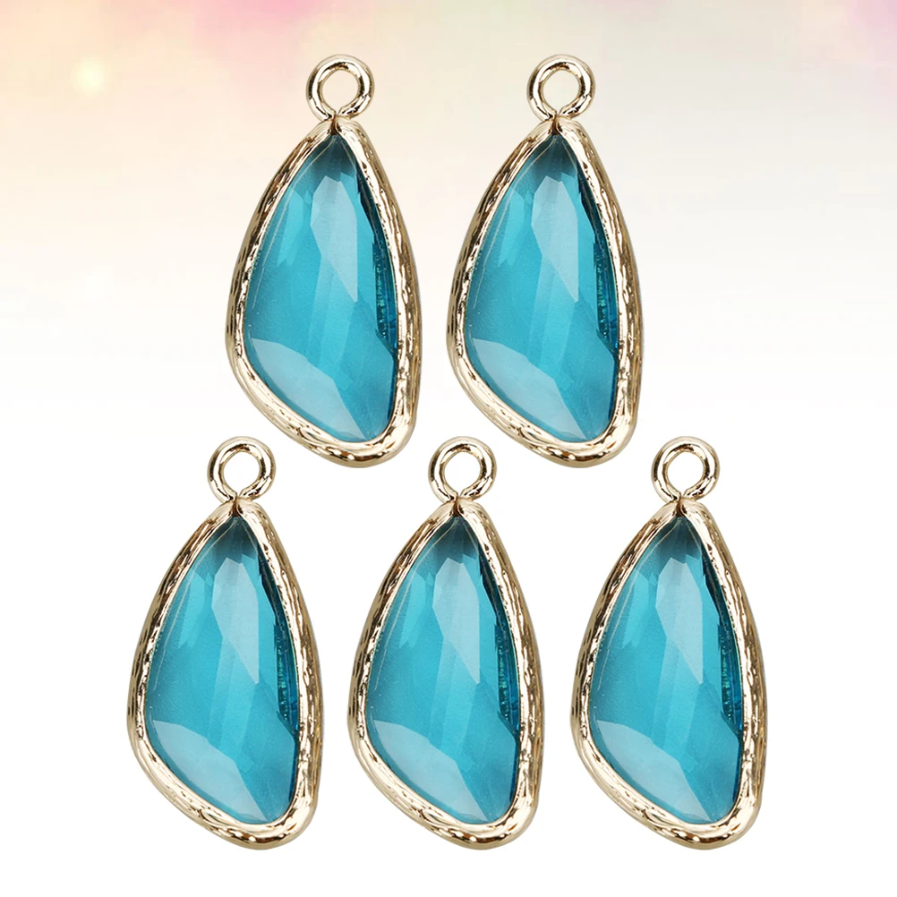 

5Pcs DIY Glass Edge Pendant Jewelry Accessories Irregular Waterdrop Shape Premium Material for Earrings Necklaces Bracelets