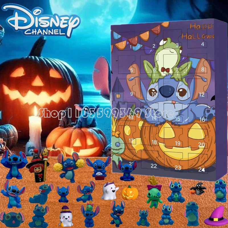 

Stitch Gift Box 24pcs Halloween Toy Figurines Disney Cartoon Creative Halloween Christmas Children's Gift Festival Decoration