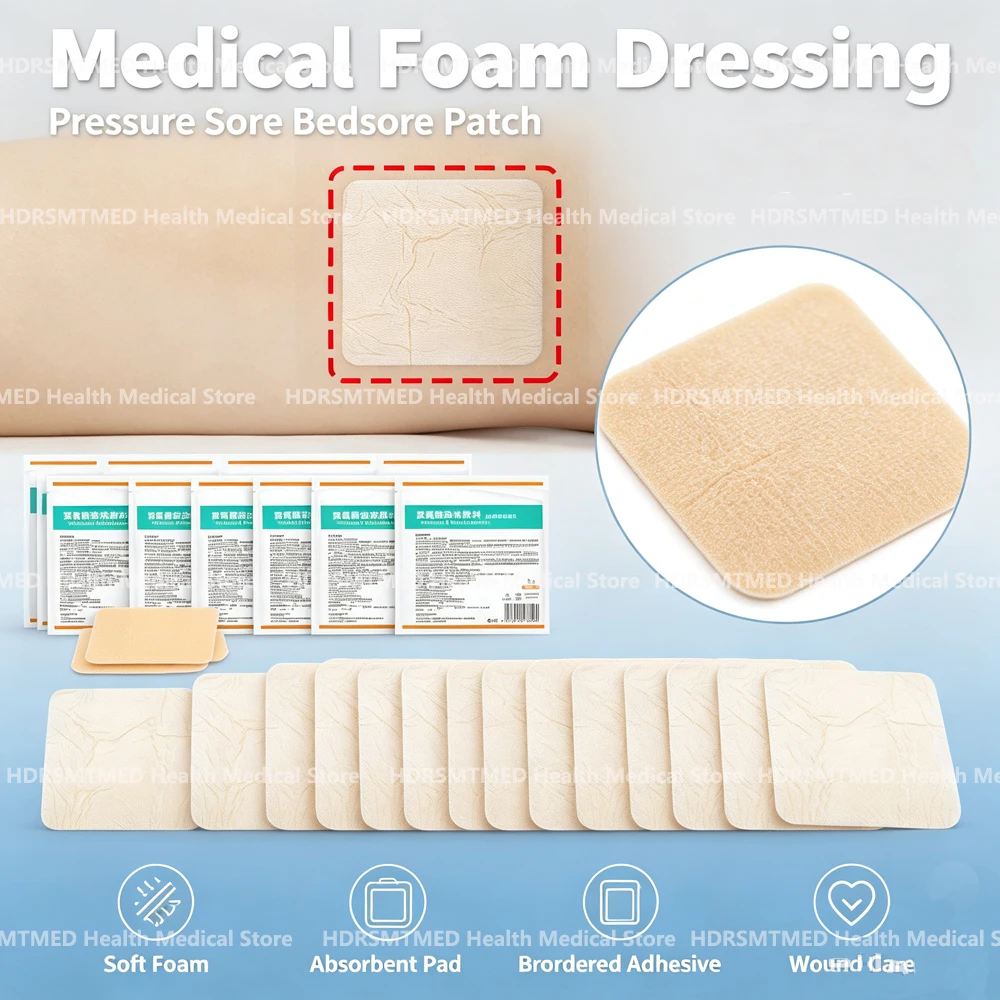 5-50PCS Alginate Wound Hydrocolloid Polyurethane Foam Dressing Highly Absorbent Medical Sterile Wound Ulcer Healing Patch