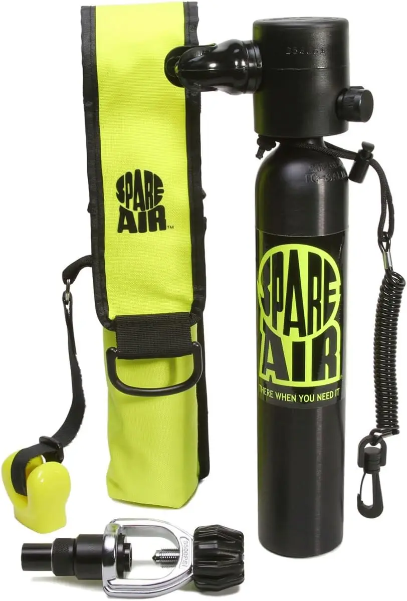 Mini Scuba Dive Cylinder - 3 cu ft DOT Certified Tank, USA Made, Includes Holster, Leash & Refill Adapter