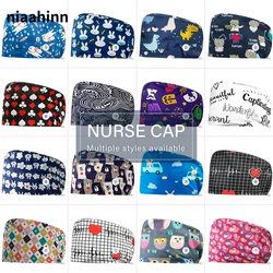 Cartoon Printed Operating Room Doctor Work Scrub Hat Pharmacy Dentistry Clinic Surgical Cap Adjustable Medical Nurse Accessories