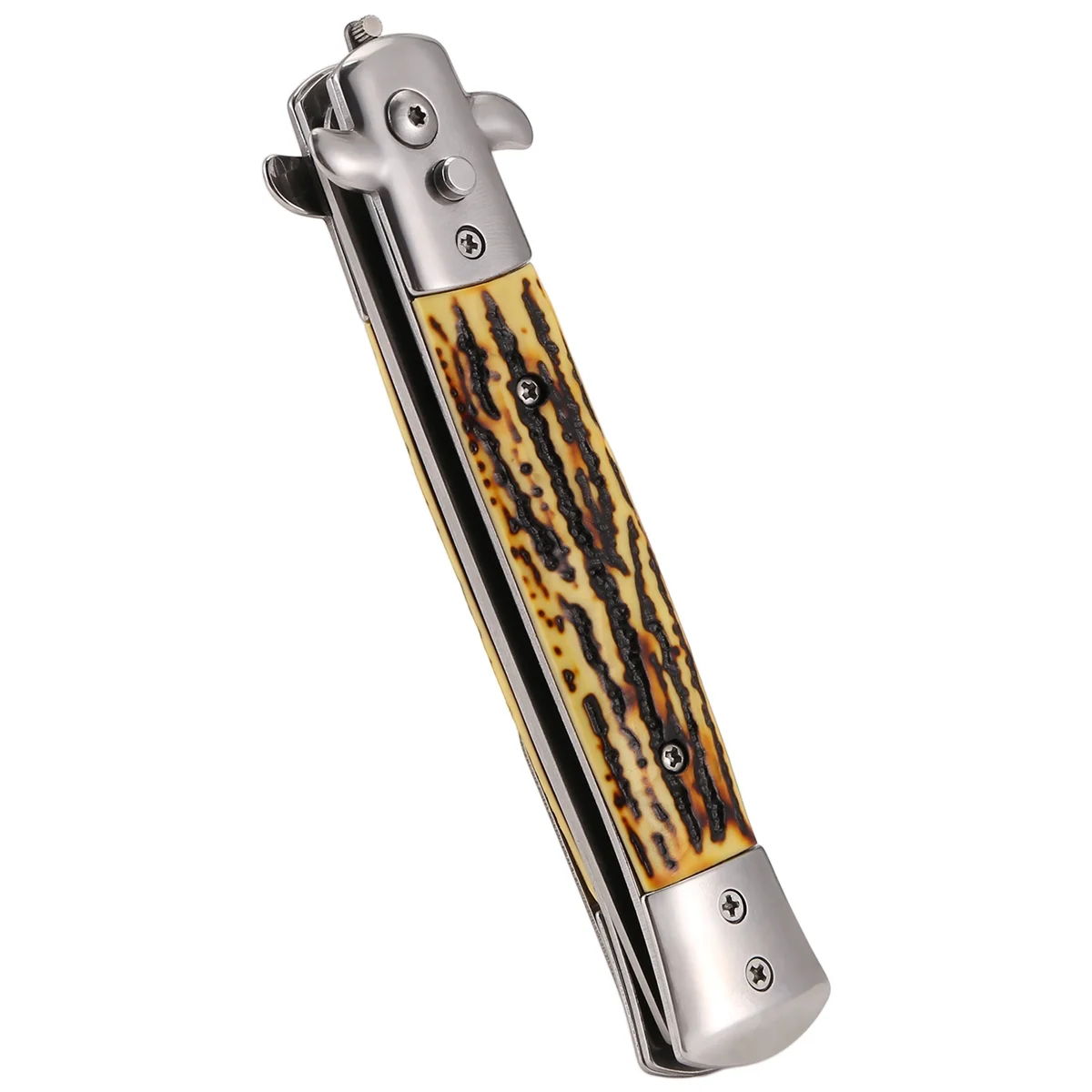 1Pcs Automatic Stainless Steel Combs Foldable Knife Brushes Hair Trimmer Comb Brush Accessories Butterfly Mens Pocket Knife