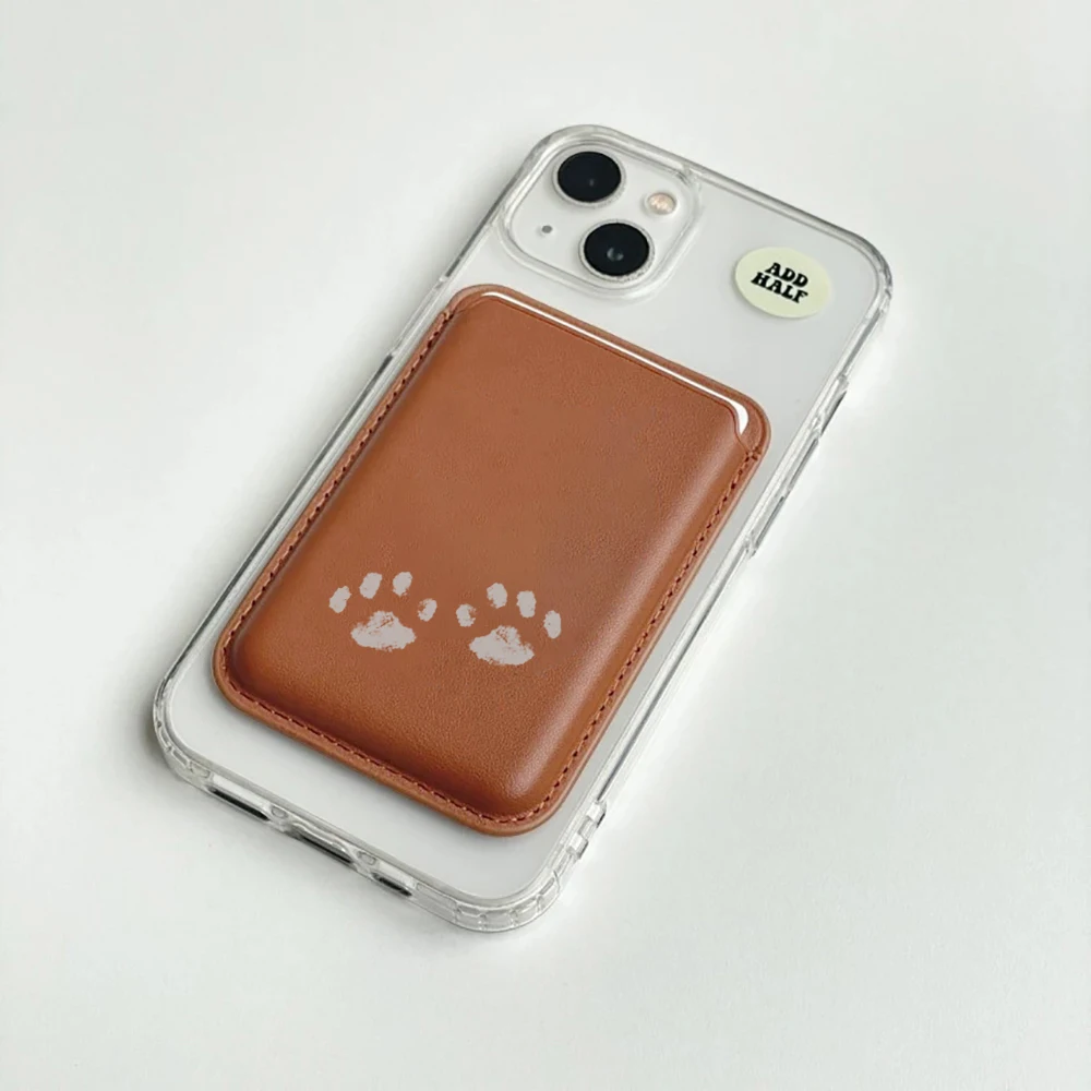 Niedliche Paw Bean Leder-Kartenhülle Handy-Kartenhalter Magnetische Hülle Geeignet für alle iPhones mit Magsafe-Kartenfunktion Handy-Rückentasche – Detail 1