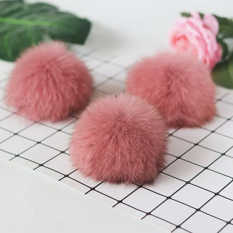 5pcs/lot 8cm Natural Real Fox Fur Ball Pom Pom Fluffy Genuine Fur Pompom DIY Winter Hat Skullies Beanies Knitted Cap Pompoms f86