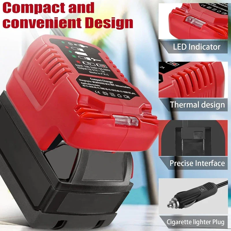 For Makita/Dewalt/Milwaukee 18V Battery Car Charger Car Cigarette Lighter Plug use Portable Mini Charger Replacement