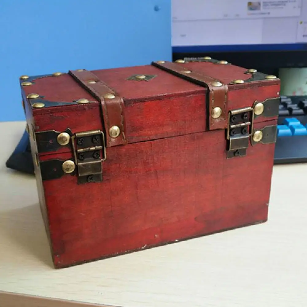 European Style Wooden Jewelry Box Retro Storage Chest Desktop Organizer Holder For Small Items Keepsakes And Stationery