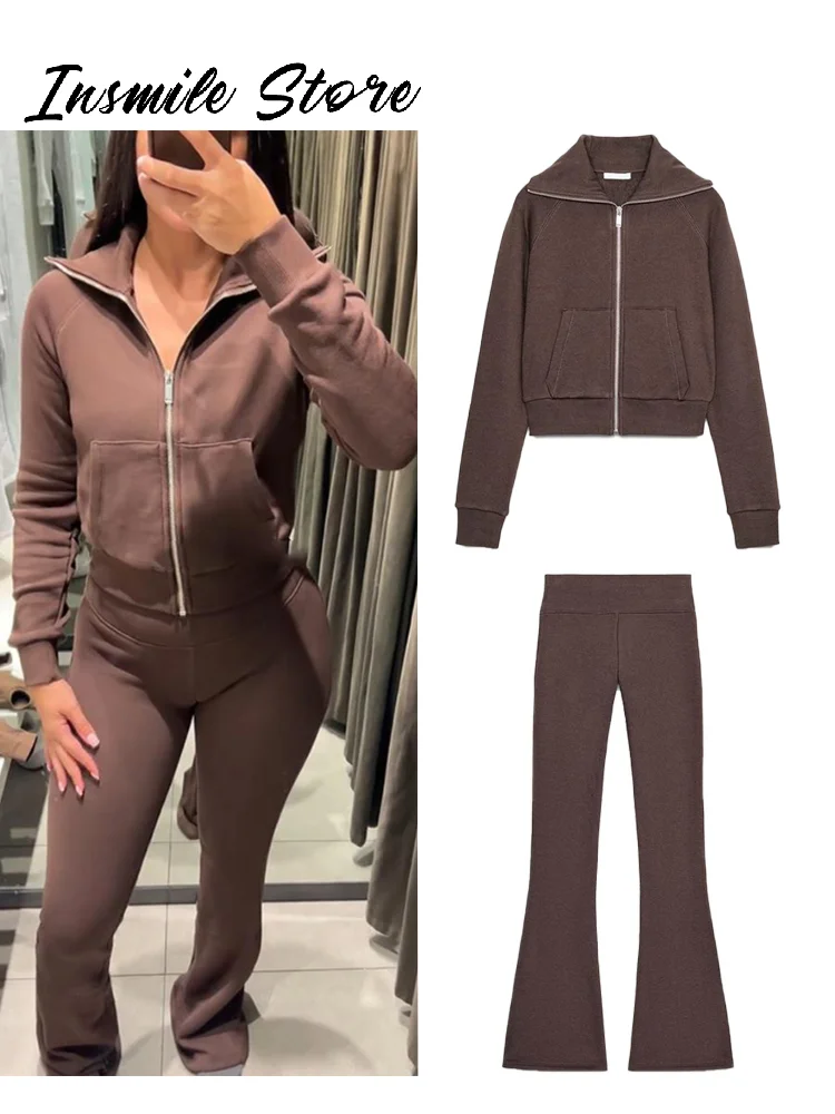 موضة الصلبة أفخم جاكيت زيبرا مجموعة بناطيل رجالي المرأة التلبيب جيب كم طويل معطف متوهج بنطلون 2025 الخريف سيدة رداء غير رسمية جديد