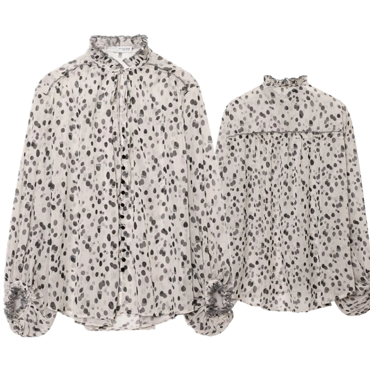 

Maxdutti French Retro Ink Polka Dot Chiffon Shirt Autumn Fashion Office Ladies Long Sleeve Loose Casual Shirt For Women Top