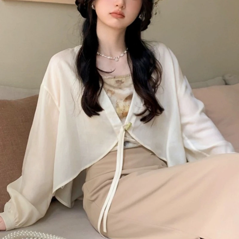 Blouses Women Tender Temperament Retro Elegant Sping Fashion V-neck All-match Korean Style Solid Charming Cozy Soft Breathable