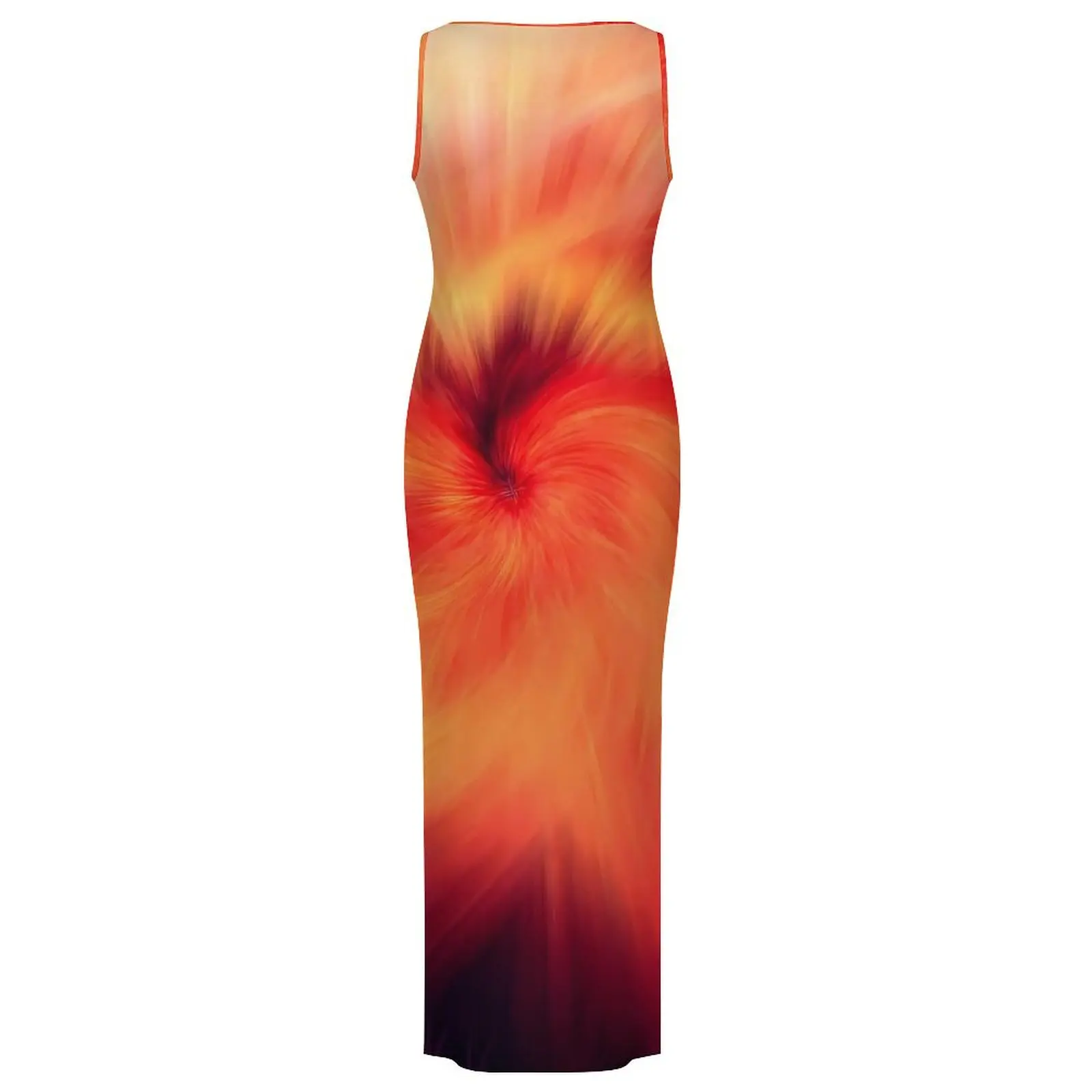 Fogo mistura bodycon vestido primavera impressão abstrata na moda maxi vestidos mulher sem mangas design rua moda vestido tamanho grande