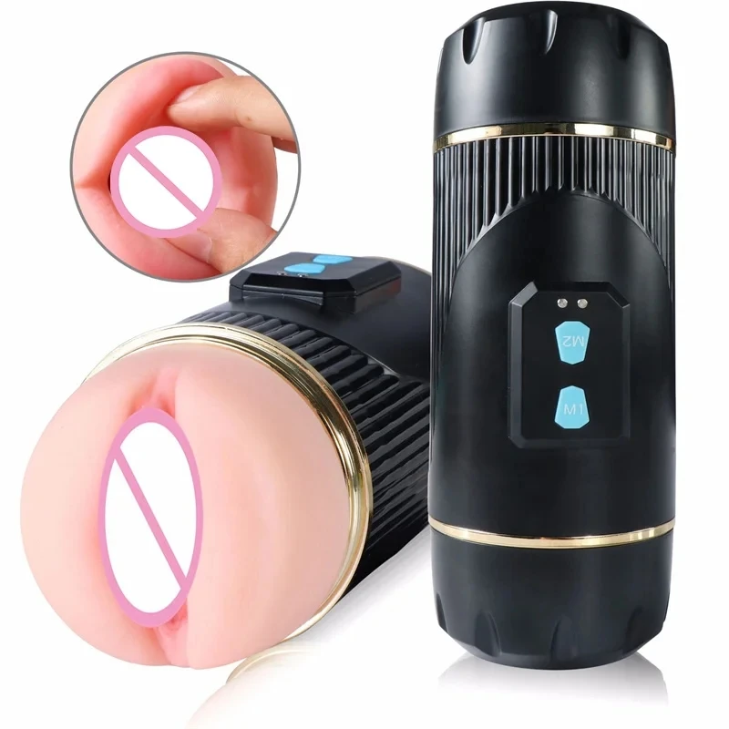 Male Masturbator 10 Vibration Automatic Stroker Electric Masturbating Cup 2 in 1 Realistic ChannelPocket Sex Toy for Men