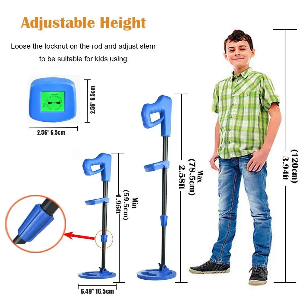 Underground Metal Detector Treasure Hunter Gold MD-1011 for Kids Children Gift Toy with High Sensitivity Adjustable Shaft