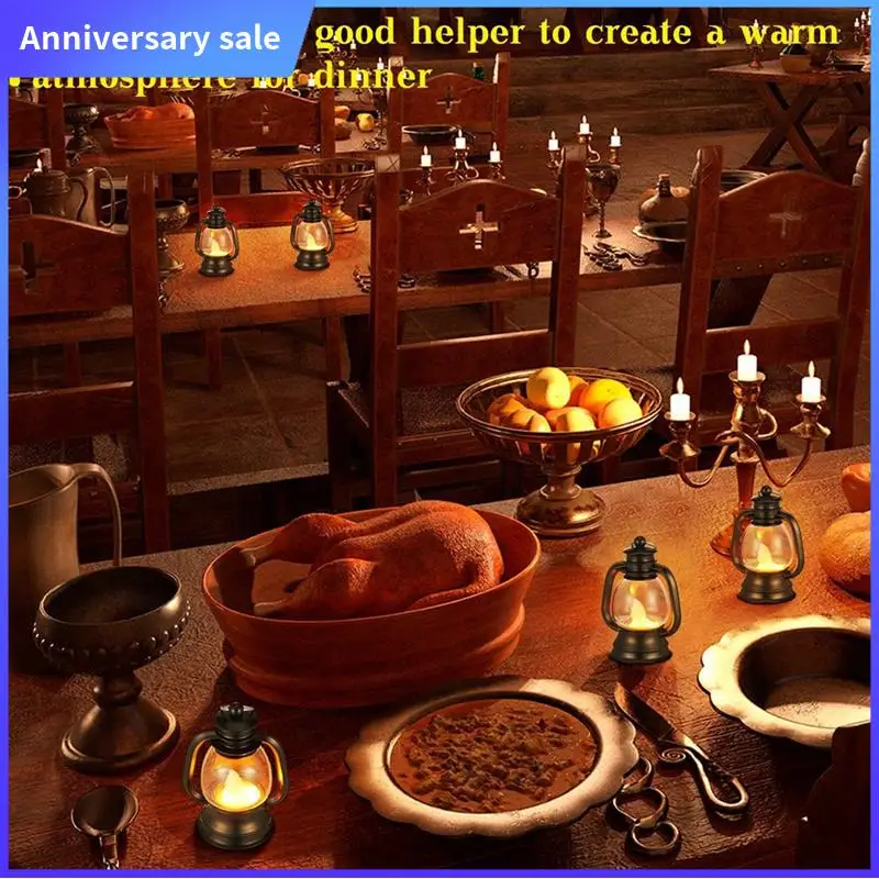 

A75P-24Pcs Black Mini Candle Light Hanging Lantern Lamp Flameless LED Oil Lamp Christmas Home Deco
