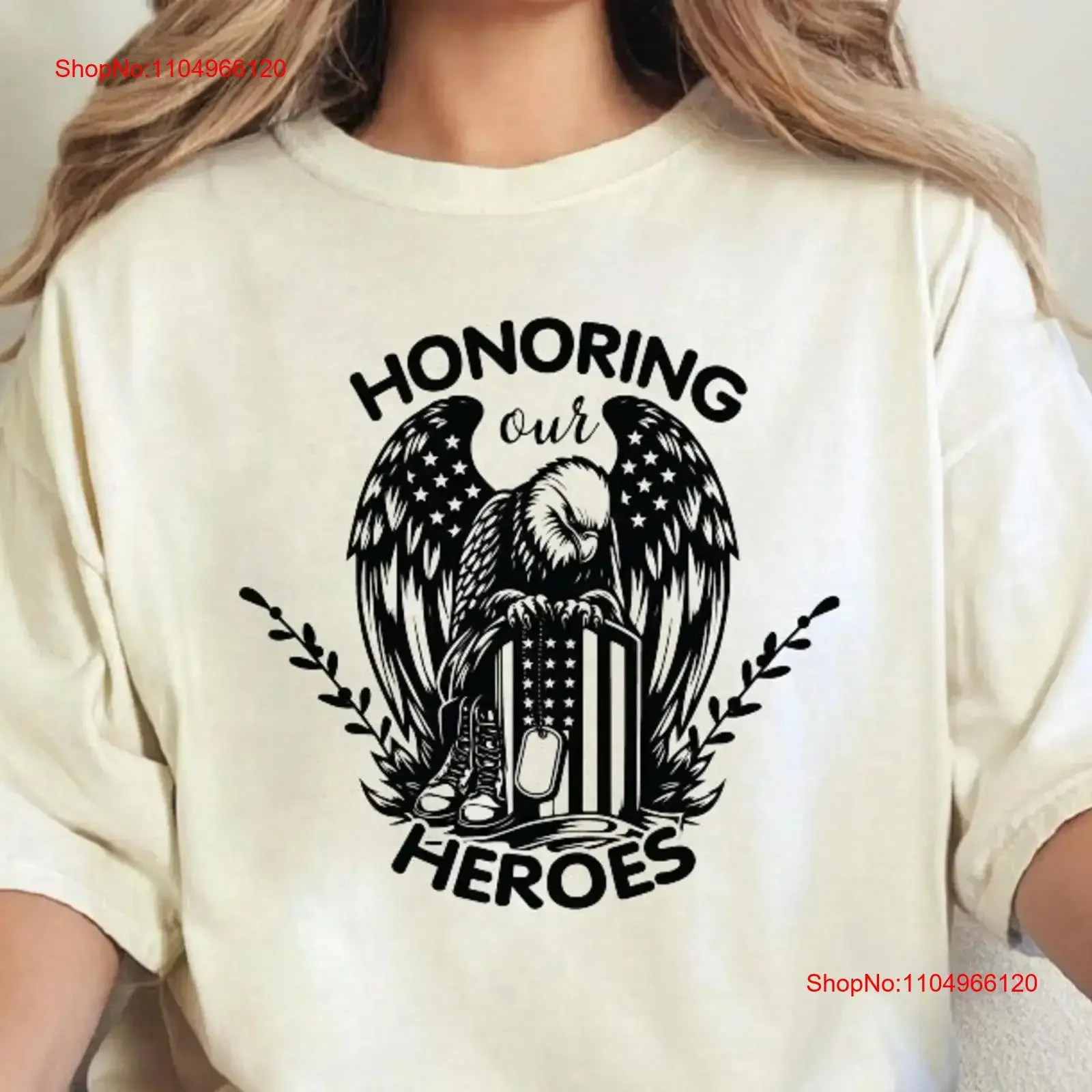 

Honoring Our Heroes T Shirt Remember Their Sacrifice Memorial Day Military American Flag Honor and vintage Washed fashion