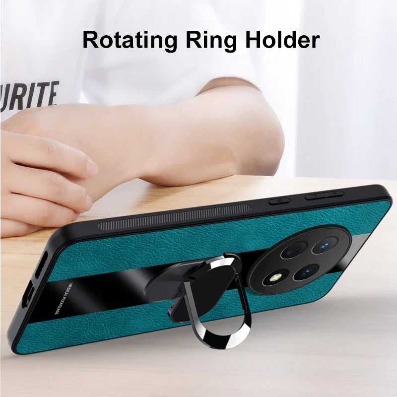 

Ring Holder Leather Case For Huawei Nova Y91 Y90 Back Cover Luxury Magnetic Silicone Protection Phone Case For Huawei Nova Y90