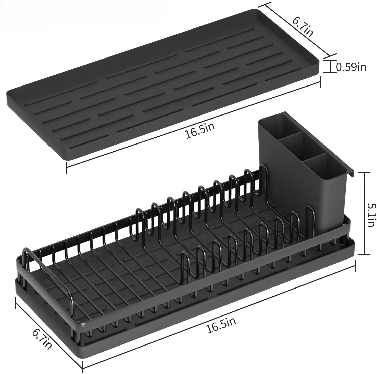 Small Dish Drying Rack Compact Sink Dish Rack with 2pcs Silicone Drying Mats Dish Drainer Kitchen Organizer Sponges Holder